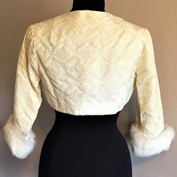 VINTAGE Bolero Jacket with Fur Cuffs - Picture 4 of 10